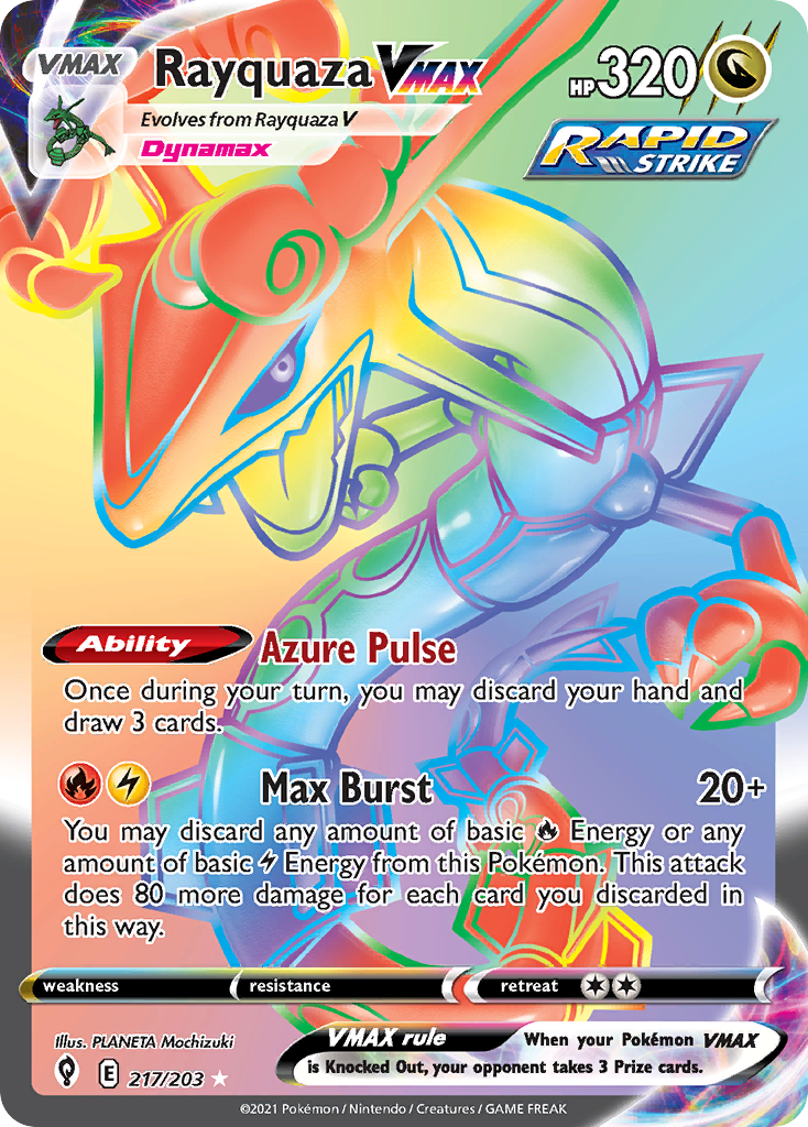 Rayquaza VMAX (Secret) · Evolving Skies · 217/203